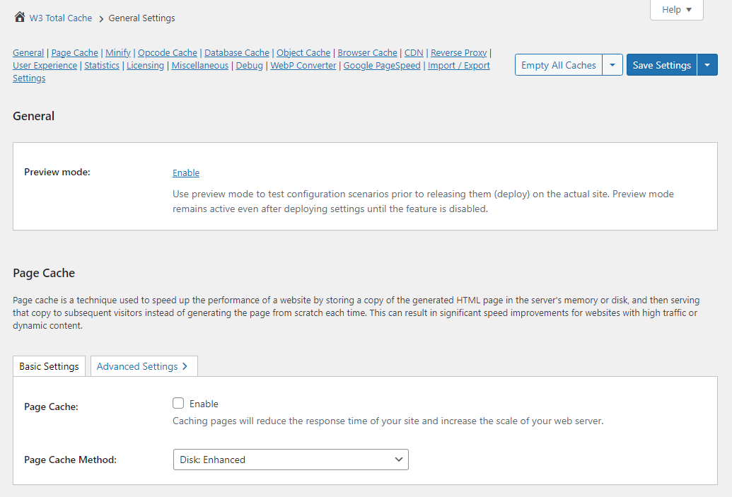w3-cache-general-settings